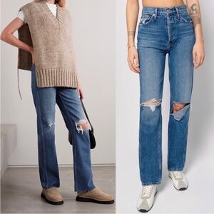 NWT RE/DONE‎ 90s High Rise Loose Jean Ripped Knee 26  New Washed Indigo